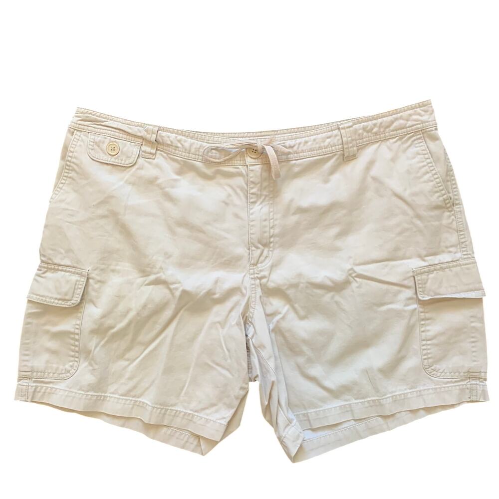 Venezia Womens Sz 20 Beige Tan Khaki 7" Inseam Short 100% Cotton Drawstring
